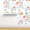 Love Space Florals Floral Watercolor Roses Garden Botanical Girl Pastel Colors Flowers Spring Boho Custom Removable Wallpaper by Spoonflower Peel & Stick Wallpaper 2FT Wide